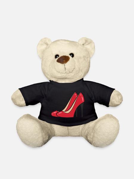 Talons hauts rouge - Paire d’escarpins rouges - Nounours - noir