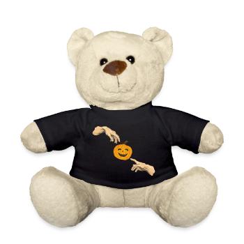 The Creation Hands with Halloween Pumpkin Funny - Teddy Bear - black - Front