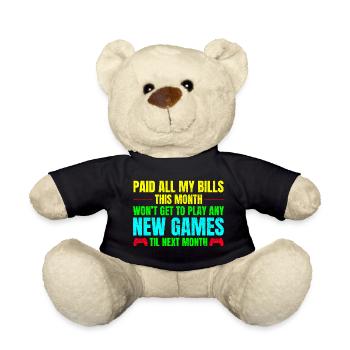 Video Game Lovers Gamer Gaming Funny Saying - Teddy Bear - black - Front