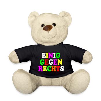 Einig gegen rechts - Teddy - Schwarz - Vorne