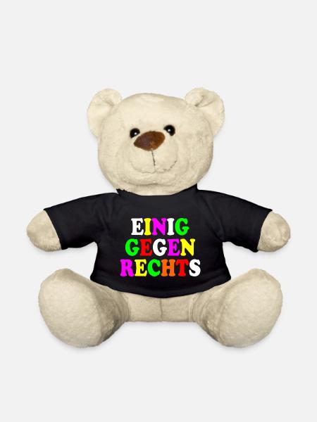 Einig gegen rechts - Teddy - Schwarz