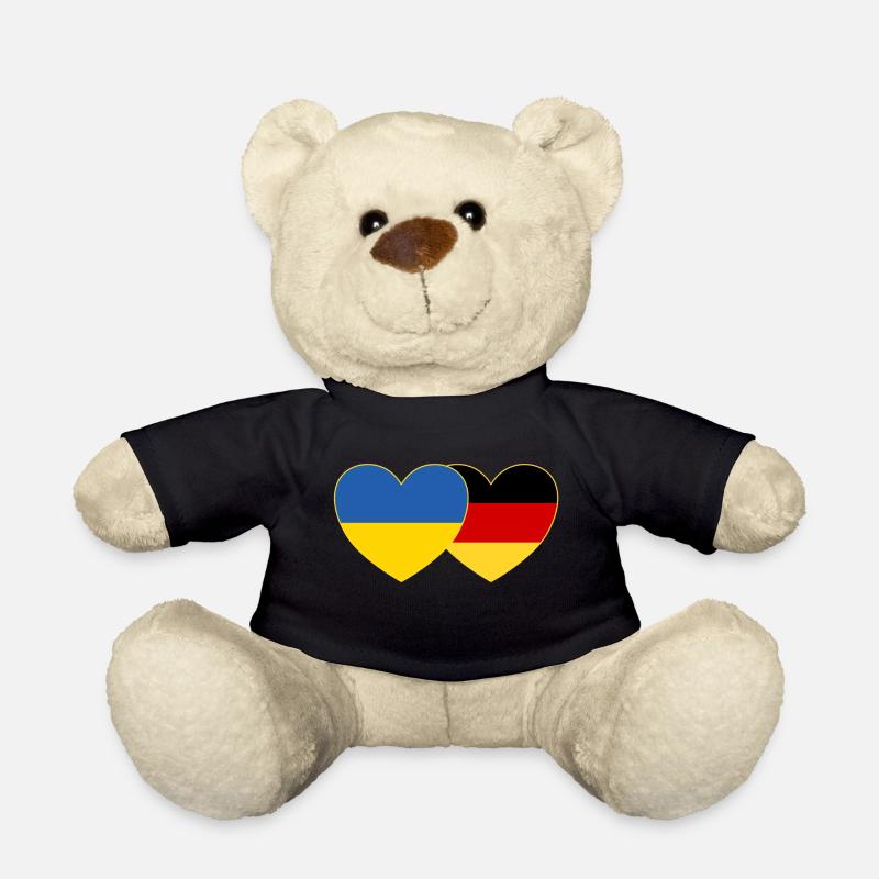 Ukraine Deutschland Herz Flagge - Teddy - Schwarz