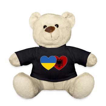 Ukraine Albanien Herz Flagge - Teddy - Schwarz - Vorne