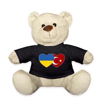Ukraine Turkey Heart Flag - Teddy Bear - black - Front