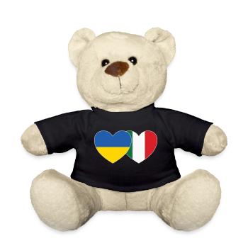 Ukraine Italy Heart Flag - Teddy Bear - black - Front