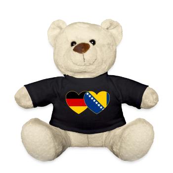 Deutschland Bosnien Flagge Herz - Teddy - Schwarz - Vorne
