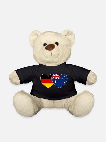 Deutschland Australien Flagge Herz - Teddy - Schwarz