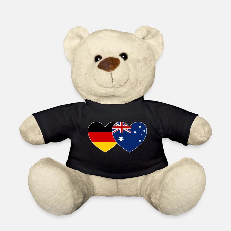 Deutschland Australien Flagge Herz - Teddy - Schwarz