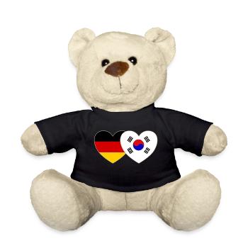 Allemagne Corée du Sud Drapeau Coeur - Nounours - noir - Devant