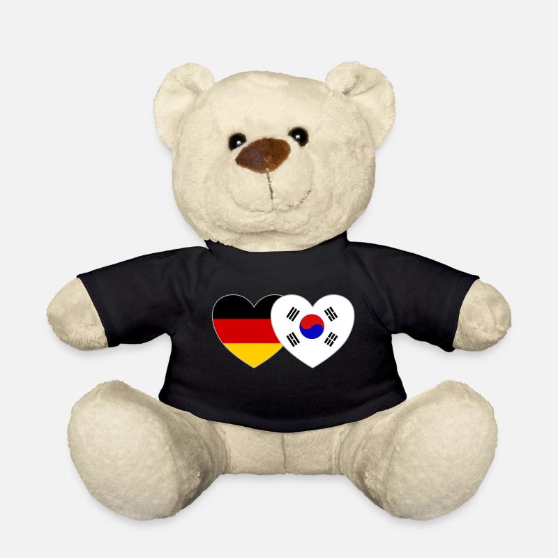 Deutschland Südkorea Flagge Herz - Teddy - Schwarz