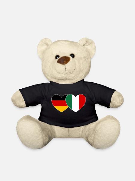 Deutschland Italien Flagge Herz - Teddy - Schwarz