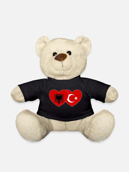 Albanien Türkei Flagge Herz - Teddy - Schwarz