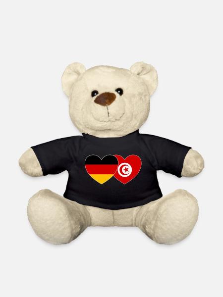 Deutschland Tunesien Flagge Herz - Teddy - Schwarz