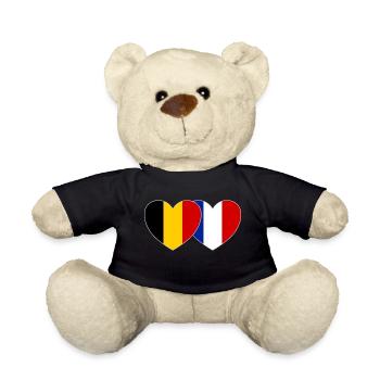 Belgium France Flag Heart - Teddy Bear - black - Front