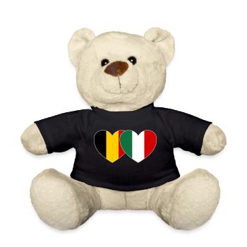 Belgium Italy Flag Heart - Teddy Bear - black - Front