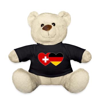 Schweiz Deutschland Flagge Herz - Teddy - Schwarz - Vorne