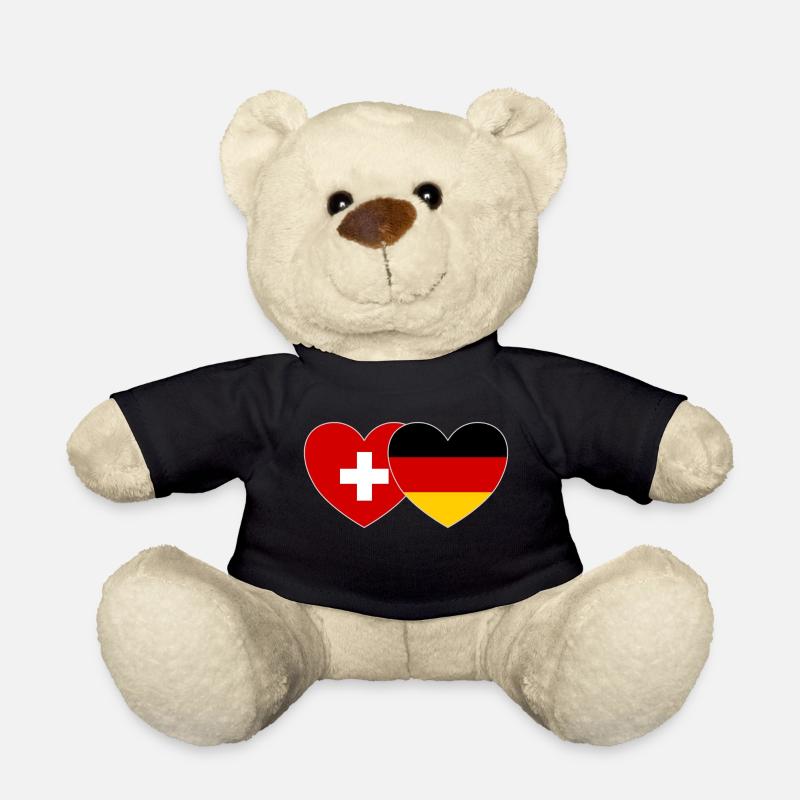 Schweiz Deutschland Flagge Herz - Teddy - Schwarz