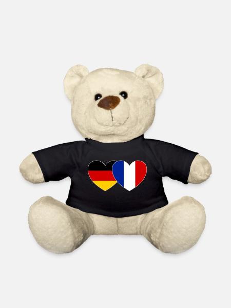 Deutschland Frankreich Flagge Herz - Teddy - Schwarz