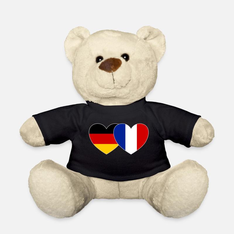 Deutschland Frankreich Flagge Herz - Teddy - Schwarz
