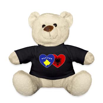 Kosovo Albanie Drapeau Cœur - Nounours - noir - Devant