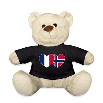 France Norvège Drapeau Cœur - Nounours - noir - Devant