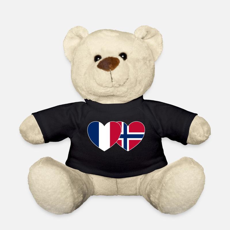 Frankreich Norwegen Flagge Herz - Teddy - Schwarz