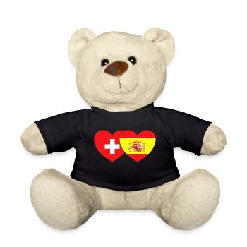 Suisse Espagne Drapeau Cœur - Nounours - noir - Devant