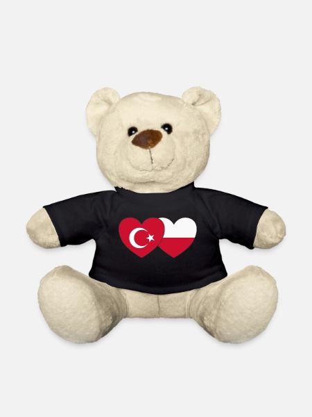 Türkei Polen Flagge Herz - Teddy - Schwarz