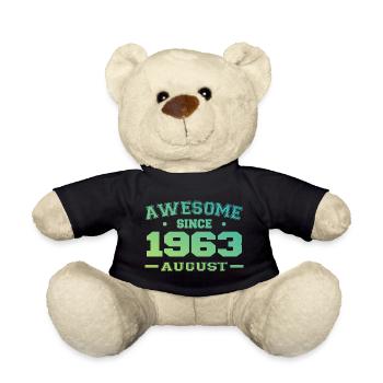1963 August Year Birth Birthday August 1963 - Teddy Bear - black - Front