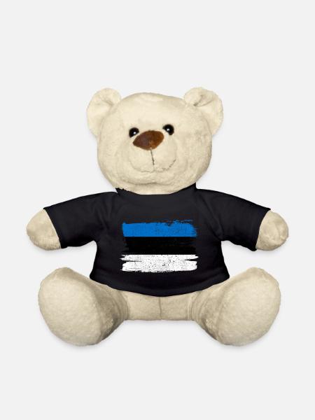 Drapeau de l’Estonie Drapeau de la paix Vintage - Nounours - noir