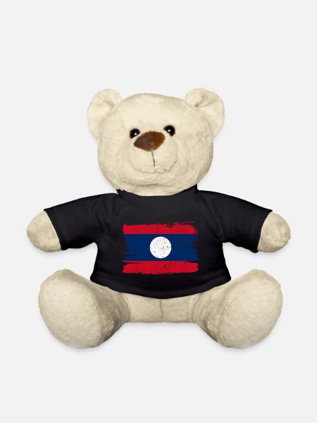 Drapeau du Laos Drapeau de la paix Vintage - Nounours - noir