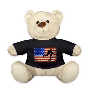 American Flag Hurdles Hurdling Hurdler Patriotic - Teddy Bear - black - Front