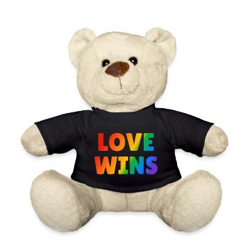 Liebe gewinnt LGBT Regenbogen Text - Teddy - Schwarz - Vorne