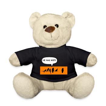 Wireless Birds Wi-Fi Funny Joke. - Teddy Bear - black - Front