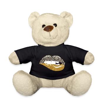 Lip Kiss Leopard Print - Teddy Bear - black - Front