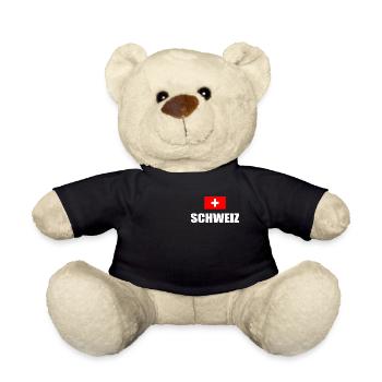 Schweiz schweizer Flagge Swiss Suisse Geschenk - Teddy - Schwarz - Vorne