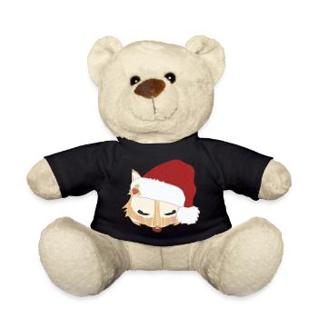 Fuchskopf mit Weihnachtsmütze - Teddy - Schwarz - Vorne