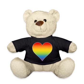 Regenbogen Herz - Teddy - Schwarz - Vorne
