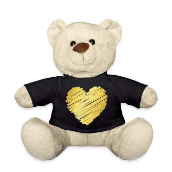 Golden Brush Heart – Elegant Heart Motif - Teddy Bear - black - Front