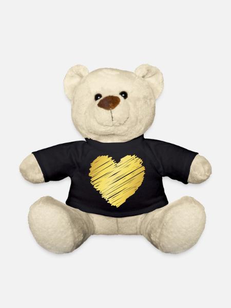 Goldenes Pinselherz – Elegantes Herz Motiv - Teddy - Schwarz