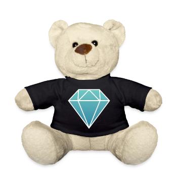 diamant diamant simple logo pierre bleue turquoise - Nounours - noir - Devant