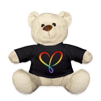Heart LGBT rainbow love valentines flourishes - Teddy Bear - black - Front