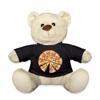 Pizza mit Salami,Paprika,Champignons und Käse - Teddy - Schwarz - Vorne