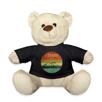 Athens Skyline - Retro - Teddy Bear - black - Front