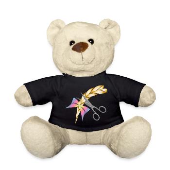 Schere schneidet einen blonden Zopf ab - Teddy - Schwarz - Vorne