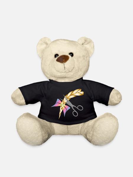 Schere schneidet einen blonden Zopf ab - Teddy - Schwarz