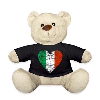 Italy flag vintage heart used look italian - Teddy Bear - black - Front