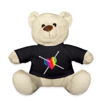 Mit Liebe gestrickt - Stricknadel mit Strick Herz - Teddy - Schwarz - Vorne