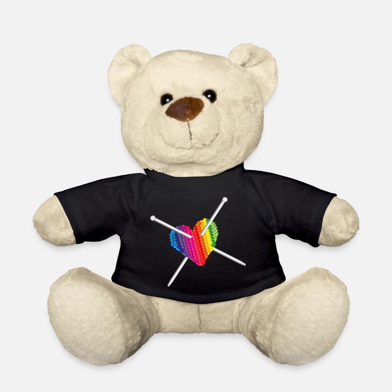 Mit Liebe gestrickt - Stricknadel mit Strick Herz - Teddy - Schwarz