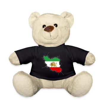 Iran Flag Lion and Sun - شیر خورشید - Teddy Bear - black - Front